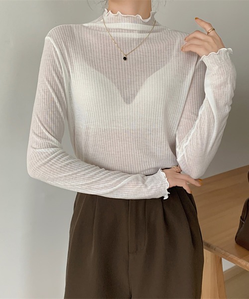 Jewelobe（ジュエローブ）の「ボトルネックセミシアーカットソー（Tシャツ/カットソー・レディース・ブルー/ブラック/グリーン/ホワイト/オレンジ・FREE）」の8枚目の写真