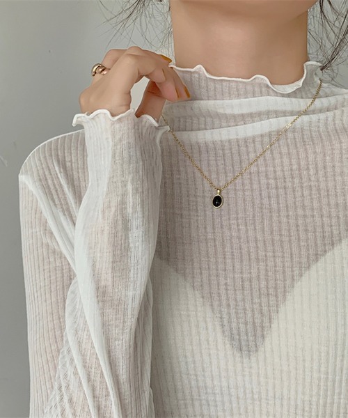 Jewelobe（ジュエローブ）の「ボトルネックセミシアーカットソー（Tシャツ/カットソー・レディース・ブルー/ブラック/グリーン/ホワイト/オレンジ・FREE）」の9枚目の写真