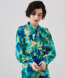 【美品】近年 ANAYI アナイ デジタルフラワープリントボウタイブラウス M 美品】近年 ANAYI アナイ デジタルフラワープリントボウタイブラウス M