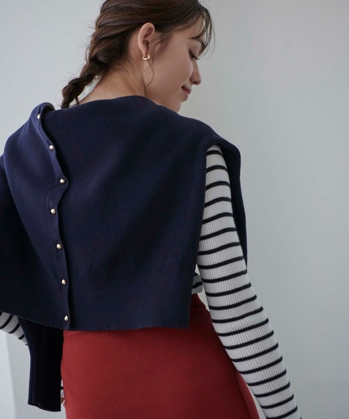 Edit Sheen（エディットシーン）の「2wayゴールドボタンニット（ニット/セーター・レディース・レッド/ピンク/ホワイト/ネイビー/ブルー・M）」の16枚目の写真