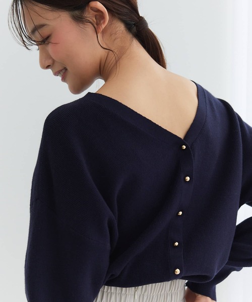 Edit Sheen（エディットシーン）の「2wayゴールドボタンニット（ニット/セーター・レディース・レッド/ピンク/ホワイト/ネイビー/ブルー・M）」の15枚目の写真