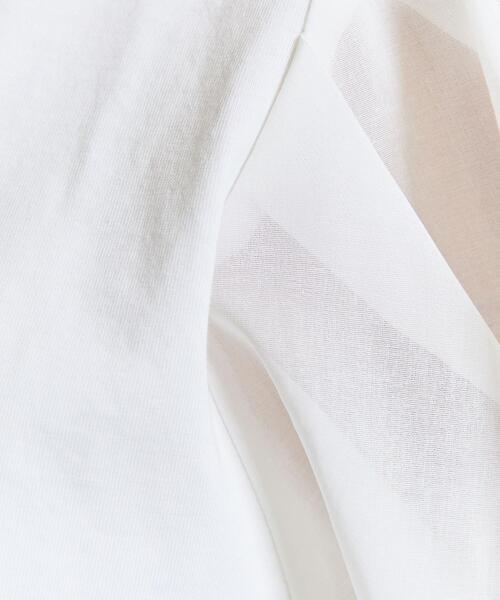 コットン天竺シアー5分袖カットソー-ウォッシャブル-