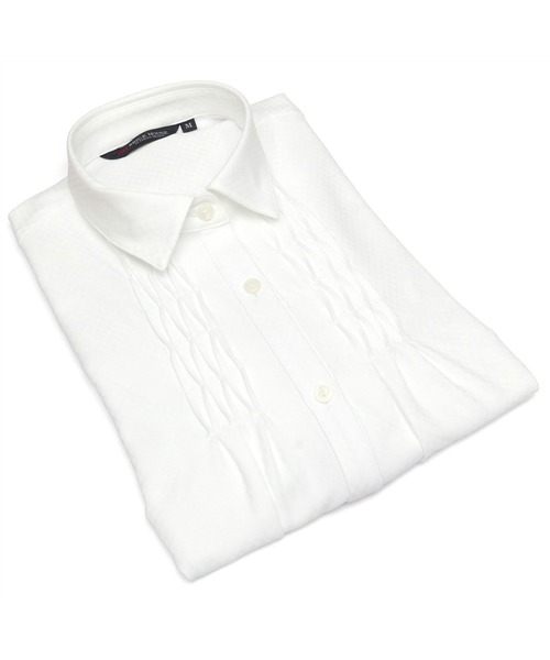 TOKYO SHIRTS(トウキョウシャツ)の「【吸水速乾】【COFREX】レギュラー衿 ピンタック長袖ブラウス(ビジネスシャツ・レディース・ホワイト・S/M/L/LL)」の7枚目の写真