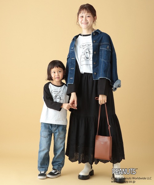 TRAVEL（トラベル）の「【PEANUTS】ラグランロンT(KIDS)　186666（Tシャツ/カットソー・キッズ・グレー/ブラック・SMALL/MEDIUM）」の3枚目の写真