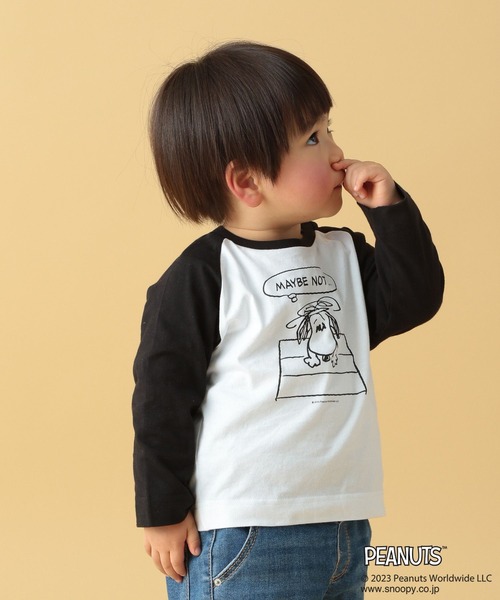 TRAVEL（トラベル）の「【PEANUTS】ラグランロンT(KIDS)　186666（Tシャツ/カットソー・キッズ・グレー/ブラック・SMALL/MEDIUM）」の16枚目の写真