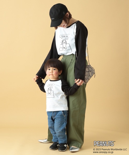 TRAVEL（トラベル）の「【PEANUTS】ラグランロンT(KIDS)　186666（Tシャツ/カットソー・キッズ・グレー/ブラック・SMALL/MEDIUM）」の12枚目の写真