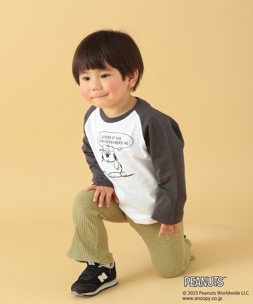TRAVEL（トラベル）の「【PEANUTS】ラグランロンT(KIDS)　186666（Tシャツ/カットソー・キッズ・グレー/ブラック・SMALL/MEDIUM）」の8枚目の写真
