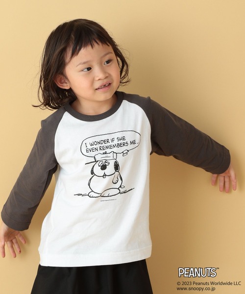 TRAVEL（トラベル）の「【PEANUTS】ラグランロンT(KIDS)　186666（Tシャツ/カットソー・キッズ・グレー/ブラック・SMALL/MEDIUM）」の13枚目の写真
