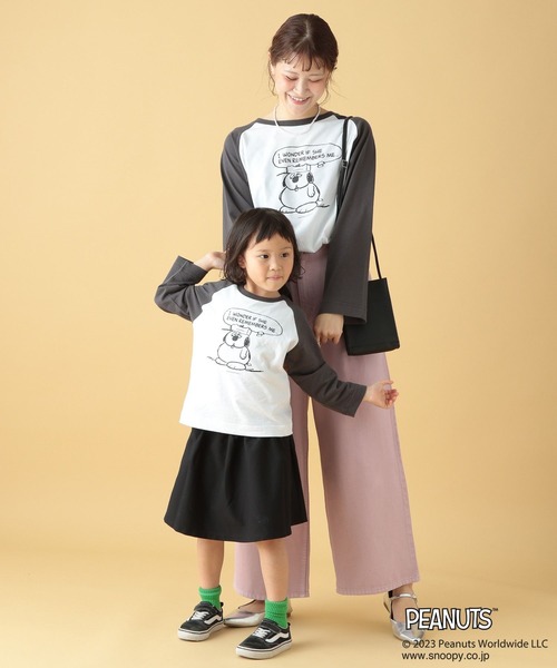TRAVEL（トラベル）の「【PEANUTS】ラグランロンT(KIDS)　186666（Tシャツ/カットソー・キッズ・グレー/ブラック・SMALL/MEDIUM）」の9枚目の写真