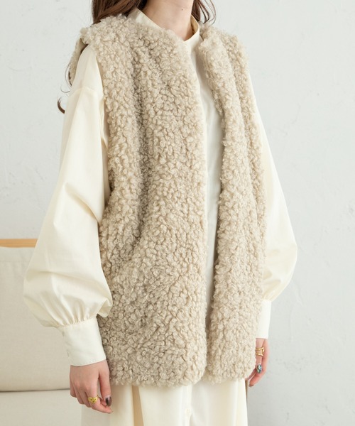 Ambre Neige(アンブルネージュ)の「プードルフェイクファーベスト/【WEB/EC限定商品】(ベスト・レディース・ダークブラウン/アイボリー/ライトブラウン・FREE)」の9枚目の写真