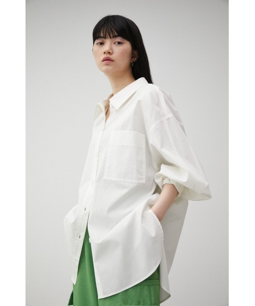 AZUL by moussy（アズールバイマウジー）の「RELATECH COTTON LOOSE SHIRT/リラテックコットンルースシャツ（シャツ/ブラウス・レディース・グリーン系その他/ブルー系その他/ピンク系その他/ブルー系その他3/オフホワイト・SMALL/MEDIUM）」の6枚目の写真
