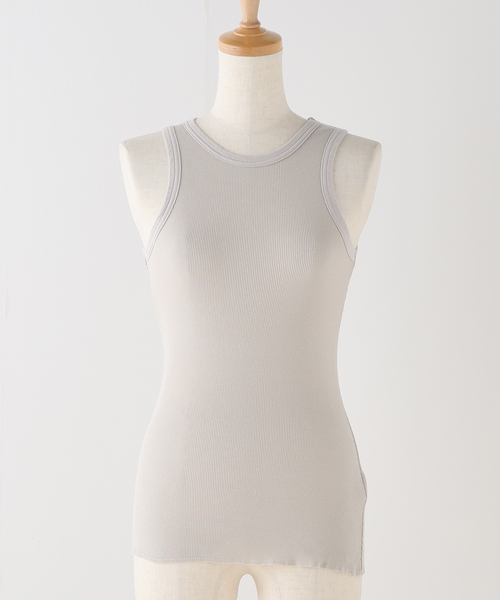 CITYSHOP（シティーショップ）の「SOFT RIB TANK：タンクトップ（タンクトップ・レディース・ライトグレー/ホワイト・FREE）」の2枚目の写真