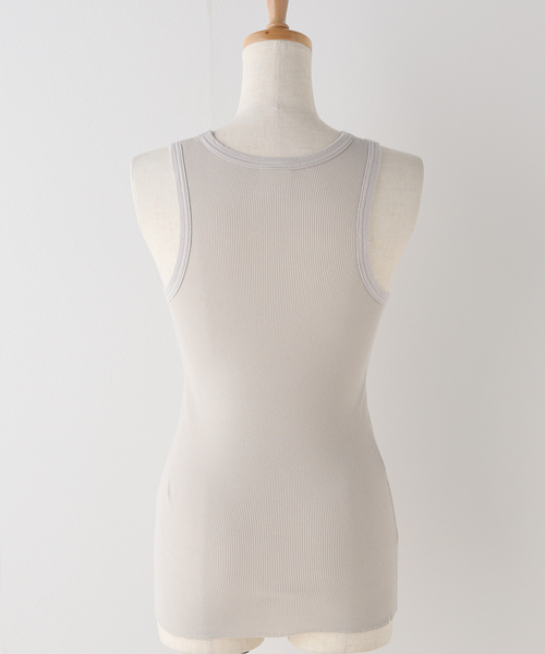 CITYSHOP（シティーショップ）の「SOFT RIB TANK：タンクトップ（タンクトップ・レディース・ライトグレー/ホワイト・FREE）」の4枚目の写真