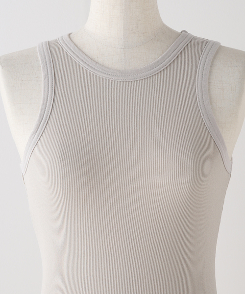 CITYSHOP（シティーショップ）の「SOFT RIB TANK：タンクトップ（タンクトップ・レディース・ライトグレー/ホワイト・FREE）」の5枚目の写真