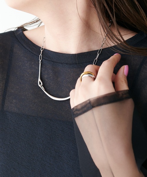 シアー袖切替プルオーバー