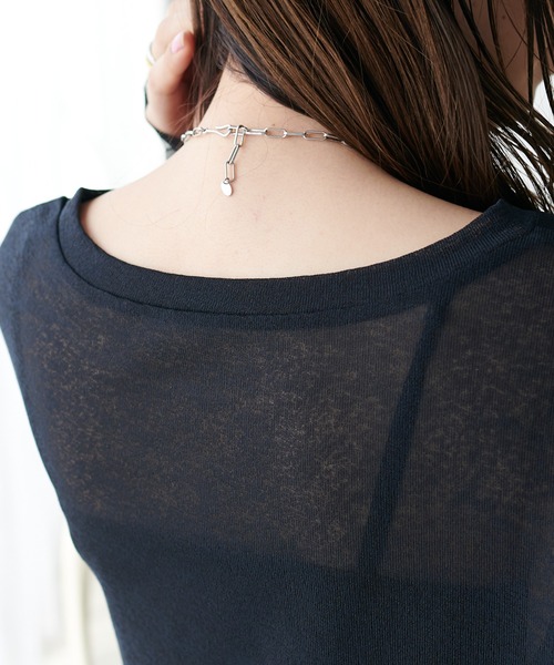 シアー袖切替プルオーバー