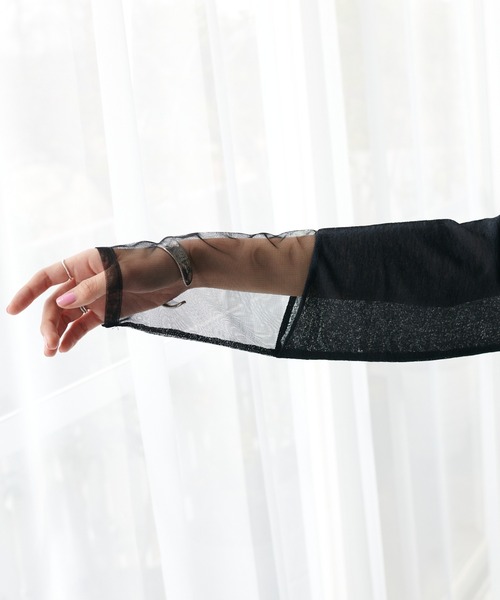 シアー袖切替プルオーバー