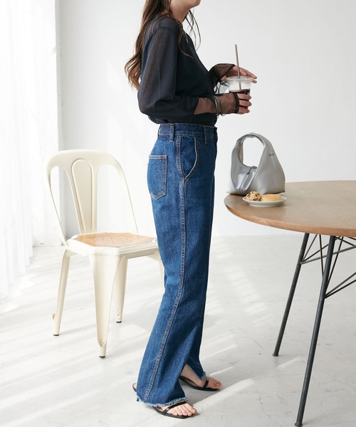 シアー袖切替プルオーバー