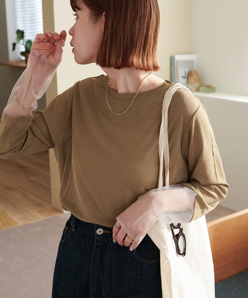 セール】【新色追加！/全16色展開】シアー袖切替プルオーバー≪WEB限定