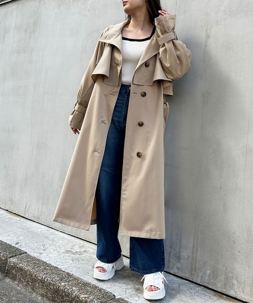 INGNI(イング)の「スタンドカラートレンチコート(トレンチコート・レディース・ベージュ/ライトベージュ・M)」の3枚目の写真
