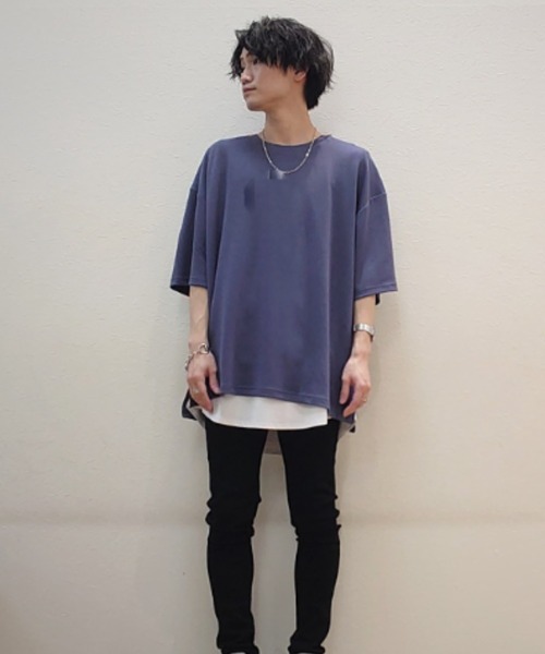 URBAN COLLECTION（アーバンコレクション）の「AIR smoosy エアスムージーサイドスリットクルーネックとろみTシャツ（Tシャツ/カットソー・メンズ・ホワイト/ライトグレー/ブラック/チャコール/グリーン/ネイビー・M/L/XL）」の17枚目の写真