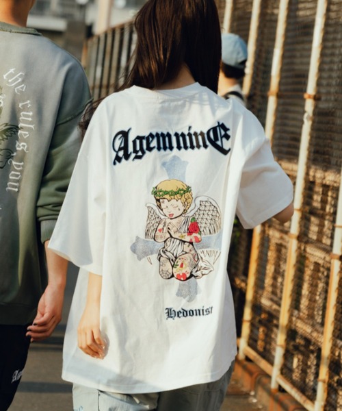 ⭕️あけみ⭐️⭕️9部袖ロゴプリントＴシャツ☆Ｆ セール】 袖フリル エモプリント Tシャツ （カットソー）｜any