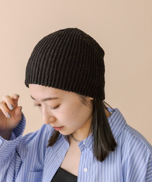 mystic（ミスティック）の「[mline] サマーニットビーニー（ニットキャップ/ビーニー・レディース・ベージュ/ブラック・FREE）」の2枚目の写真