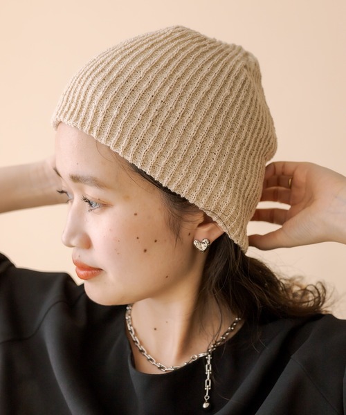 mystic（ミスティック）の「[mline] サマーニットビーニー（ニットキャップ/ビーニー・レディース・ベージュ/ブラック・FREE）」の6枚目の写真