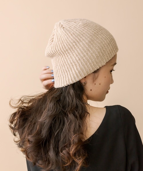 mystic（ミスティック）の「[mline] サマーニットビーニー（ニットキャップ/ビーニー・レディース・ベージュ/ブラック・FREE）」の4枚目の写真