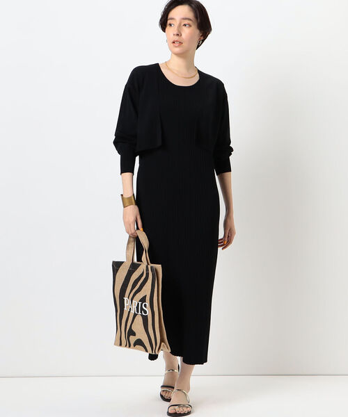 NOLLEY’S Sophi(ノーリーズソフィ)の「《アンサンブル対応》ワイドリブ風アメスリタンクトップマキシ丈ニットワンピース(ワンピース・レディース・ダークブラウン/ブラック・36/38)」の3枚目の写真