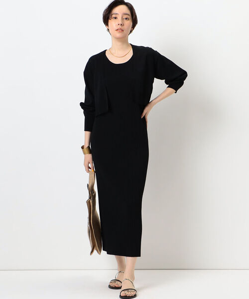 NOLLEY’S Sophi(ノーリーズソフィ)の「《アンサンブル対応》ワイドリブ風アメスリタンクトップマキシ丈ニットワンピース(ワンピース・レディース・ダークブラウン/ブラック・36/38)」の4枚目の写真