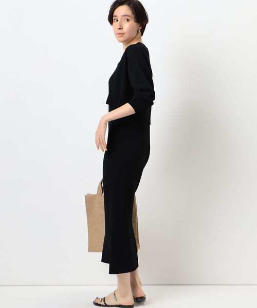 NOLLEY’S Sophi(ノーリーズソフィ)の「《アンサンブル対応》ワイドリブ風アメスリタンクトップマキシ丈ニットワンピース(ワンピース・レディース・ダークブラウン/ブラック・36/38)」の5枚目の写真
