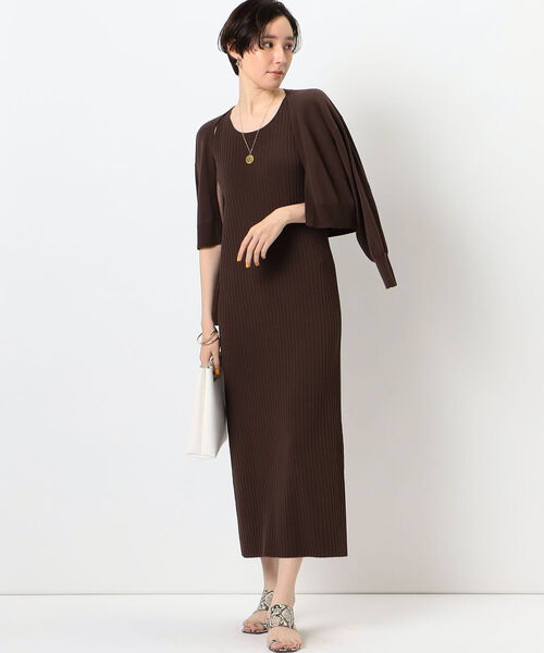 NOLLEY’S Sophi(ノーリーズソフィ)の「《アンサンブル対応》ワイドリブ風アメスリタンクトップマキシ丈ニットワンピース(ワンピース・レディース・ダークブラウン/ブラック・36/38)」の7枚目の写真