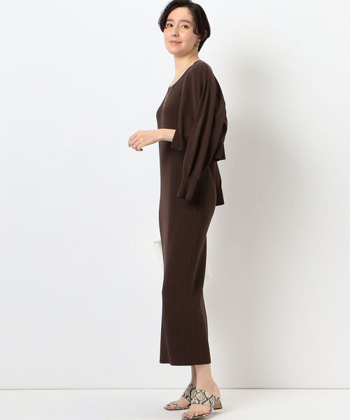NOLLEY’S Sophi(ノーリーズソフィ)の「《アンサンブル対応》ワイドリブ風アメスリタンクトップマキシ丈ニットワンピース(ワンピース・レディース・ダークブラウン/ブラック・36/38)」の8枚目の写真