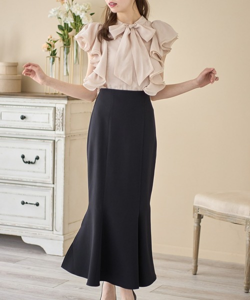 tocco closet(トッコ クローゼット)の「前後2WAYボウタイリボンラッフルフリルブラウス(シャツ/ブラウス・レディース・オフホワイト/ベージュ・M)」の15枚目の写真
