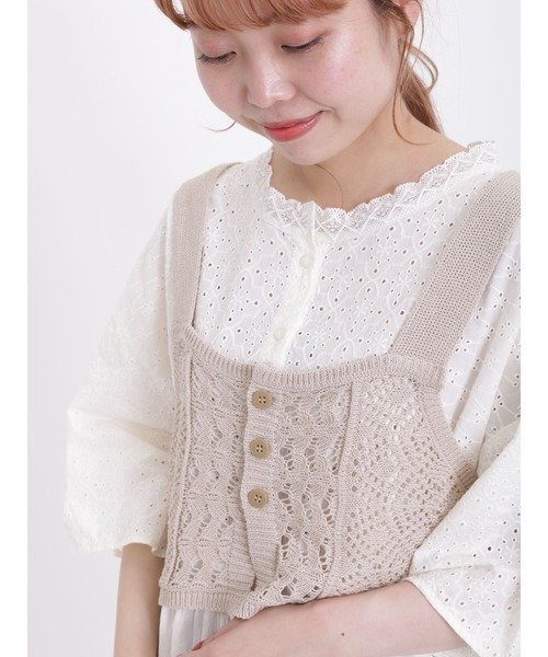 Samansa Mos2(サマンサ モスモス)の「【Lace collection】オーバーレース切替ワンピース(ワンピース・レディース・オフホワイト/ブラック・F)」の5枚目の写真