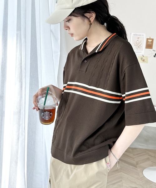 Java（ジャバ）の「《JAVAジャバ 別注》大人のヴィンテージライク。レトロボーダーニットポロシャツ（ポロシャツ・メンズ・ブルー/ブラウン/ベージュ/ライトグレー・X-LARGE/SMALL/MEDIUM/LARGE）」の15枚目の写真