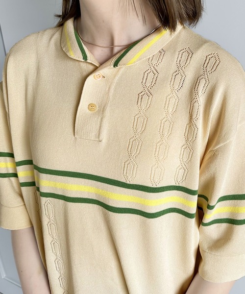 Java（ジャバ）の「《JAVAジャバ 別注》大人のヴィンテージライク。レトロボーダーニットポロシャツ（ポロシャツ・メンズ・ブルー/ブラウン/ベージュ/ライトグレー・X-LARGE/SMALL/MEDIUM/LARGE）」の19枚目の写真