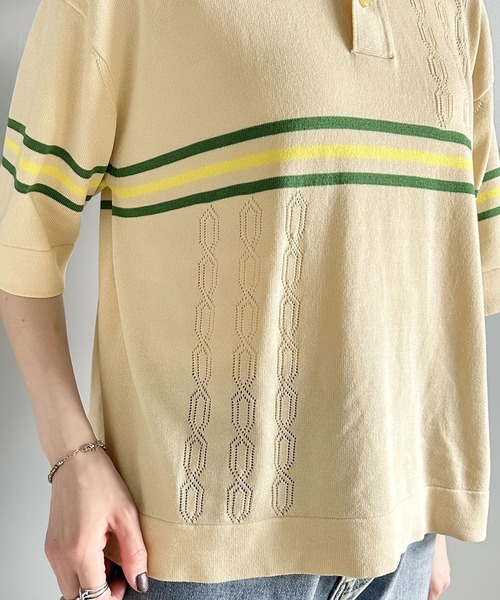 Java（ジャバ）の「《JAVAジャバ 別注》大人のヴィンテージライク。レトロボーダーニットポロシャツ（ポロシャツ・メンズ・ブルー/ブラウン/ベージュ/ライトグレー・X-LARGE/SMALL/MEDIUM/LARGE）」の20枚目の写真