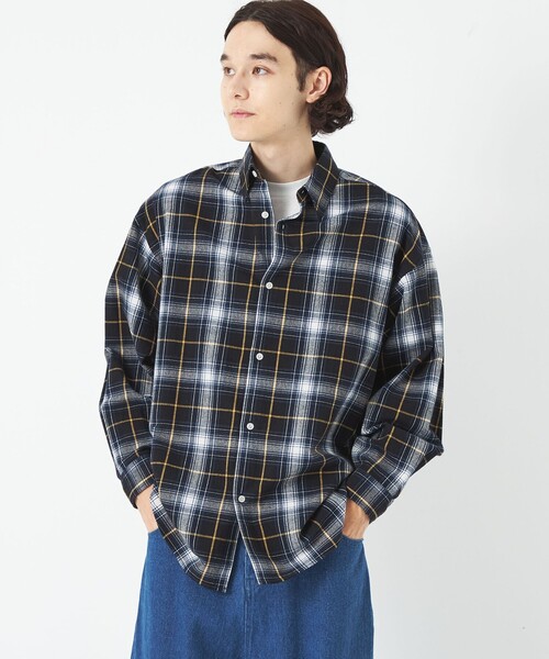 green label relaxing(グリーンレーベルリラクシング)の「【WEB限定】<GLR or>カラー フランネル ロングスリーブ チェック シャツ(シャツ/ブラウス・メンズ・ネイビー・M/L/S)」の8枚目の写真