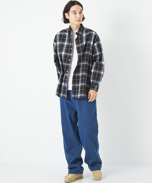 green label relaxing(グリーンレーベルリラクシング)の「【WEB限定】<GLR or>カラー フランネル ロングスリーブ チェック シャツ(シャツ/ブラウス・メンズ・ネイビー・M/L/S)」の9枚目の写真