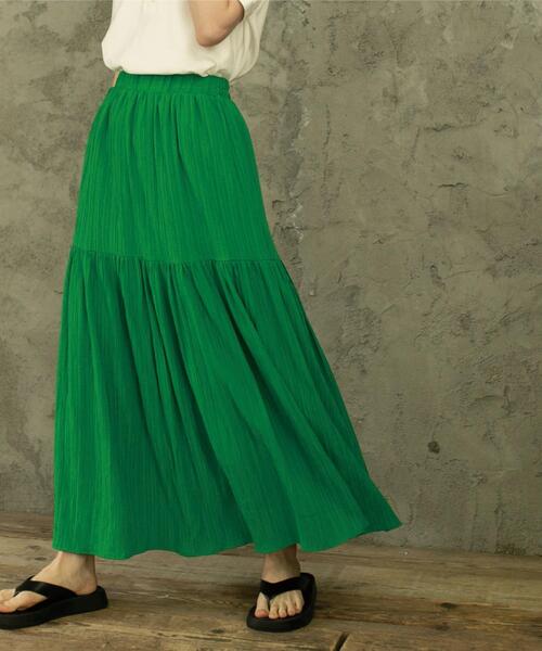 coen（コーエン）の「ティアードスカート（スカート・レディース・ブラック/オフホワイト/イエロー/ケリー・M/L）」の4枚目の写真