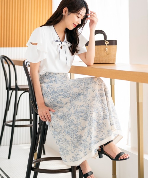 MISCH MASCH(ミッシュマッシュ)の「■2023春夏新作■トワルドジュイ裾トリミングスカート/MM327225(スカート・レディース・ホワイト/ブルー/ブラック・M/S)」の8枚目の写真