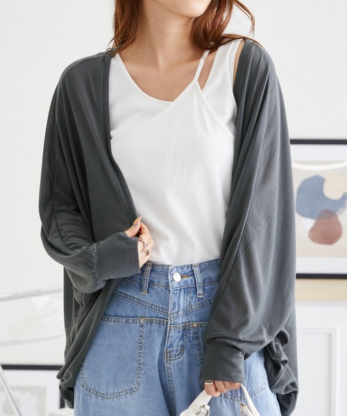 acro（アクロ）の「UVケア機能付きモモンガボレロカーディガン/AC3818（カーディガン/ボレロ・レディース・ホワイト/グリーン/ブラック/ブルー/グレー・ﾌﾘ-）」の4枚目の写真