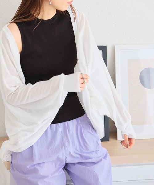 acro（アクロ）の「UVケア機能付きモモンガボレロカーディガン/AC3818（カーディガン/ボレロ・レディース・ホワイト/グリーン/ブラック/ブルー/グレー・ﾌﾘ-）」の2枚目の写真