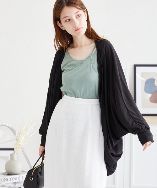 acro（アクロ）の「UVケア機能付きモモンガボレロカーディガン/AC3818（カーディガン/ボレロ・レディース・ホワイト/グリーン/ブラック/ブルー/グレー・ﾌﾘ-）」の3枚目の写真