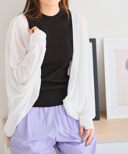 acro（アクロ）の「UVケア機能付きモモンガボレロカーディガン/AC3818（カーディガン/ボレロ・レディース・ホワイト/グリーン/ブラック/ブルー/グレー・ﾌﾘ-）」の14枚目の写真