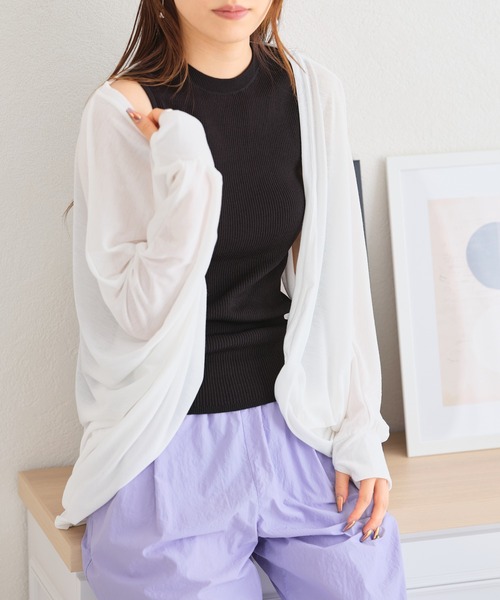 acro（アクロ）の「UVケア機能付きモモンガボレロカーディガン/AC3818（カーディガン/ボレロ・レディース・ホワイト/グリーン/ブラック/ブルー/グレー・ﾌﾘ-）」の13枚目の写真