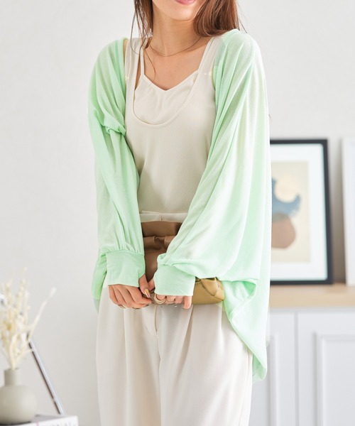 acro（アクロ）の「UVケア機能付きモモンガボレロカーディガン/AC3818（カーディガン/ボレロ・レディース・ホワイト/グリーン/ブラック/ブルー/グレー・ﾌﾘ-）」の6枚目の写真