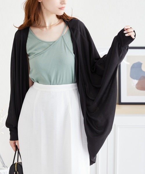 acro（アクロ）の「UVケア機能付きモモンガボレロカーディガン/AC3818（カーディガン/ボレロ・レディース・ホワイト/グリーン/ブラック/ブルー/グレー・ﾌﾘ-）」の7枚目の写真